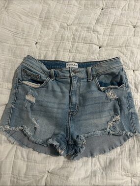 Studio Blue Light Wash Distressed Denim Shorts